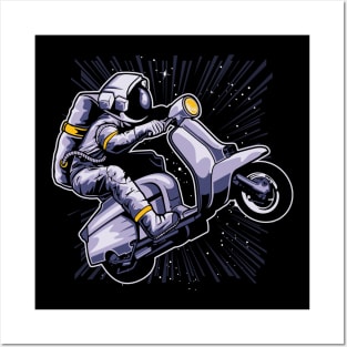 Astronaut riding a Vespa Funny Astronaut rides Posters and Art